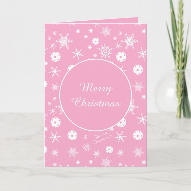  Pink💟 Pickleball🎄 Merry Christmas  Card Karte (Vorderseite)