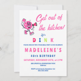 Pink Pickleball Party Cartoon Sport Geburtstag Einladung