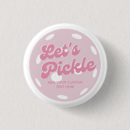 Pink Pickleball Personalisierter Text anheften Button