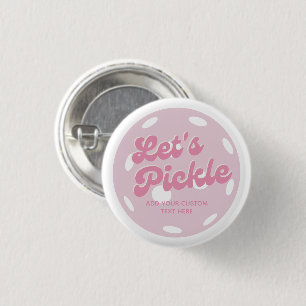 Pink Pickleball Personalisierter Text anheften Button
