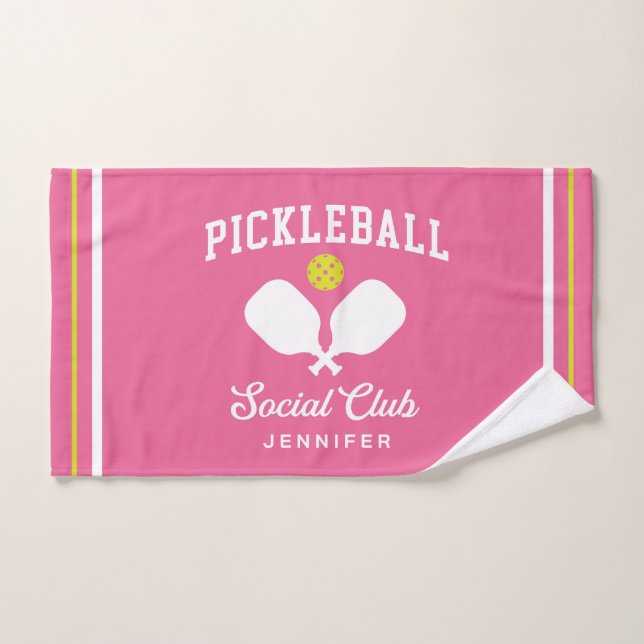 Pink Pickleball Social Club Individuelle Name Hand Handtuch (Handtuch)