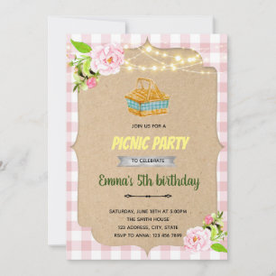 Pink Picknick-Party Einladung