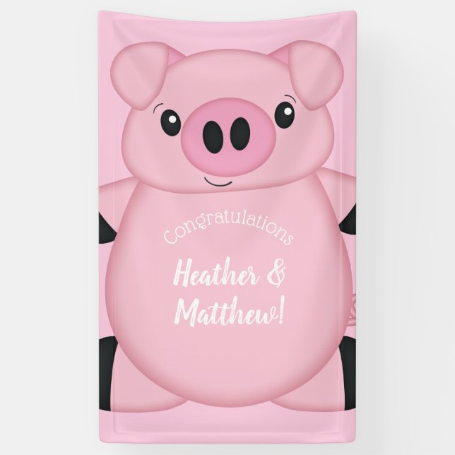 Pink Pig Baby Dusche Banner (Vertikal)