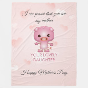 Pink Pig Cartoon Fleecedecke