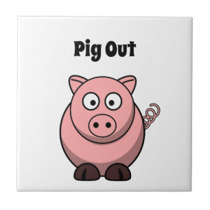 Pink Pig Cartoon, Funny GRILLEN Hog Design Fliese