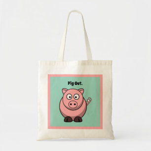 Pink Pig Cartoon, Funny GRILLEN Hog Design Tragetasche