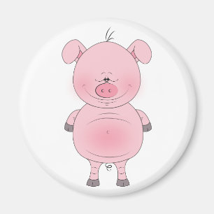 Pink Pig Cartoon Magnet
