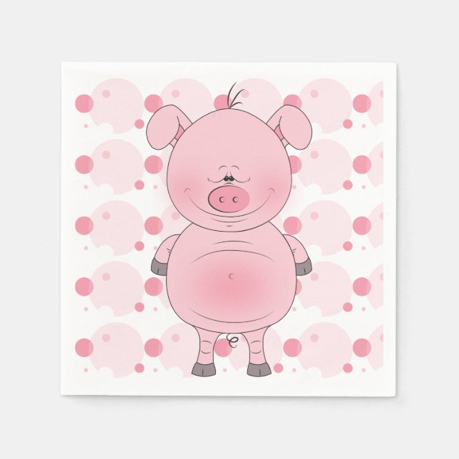 Pink Pig Cartoon Serviette (Vorderseite)