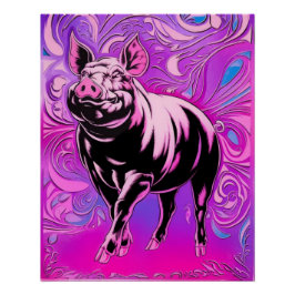 Pink Pig Design Glossy Poster Wand Hochzeitspaar