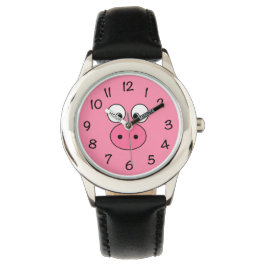 Pink Pig Face Armbanduhr