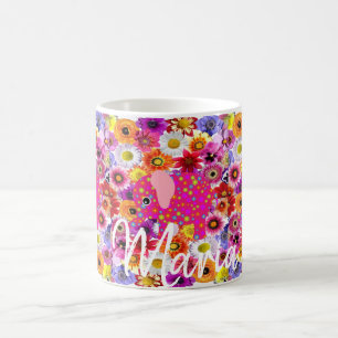 Pink Pig Floral Tasse