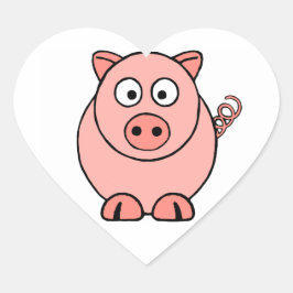 Pink Pig Herz-Aufkleber