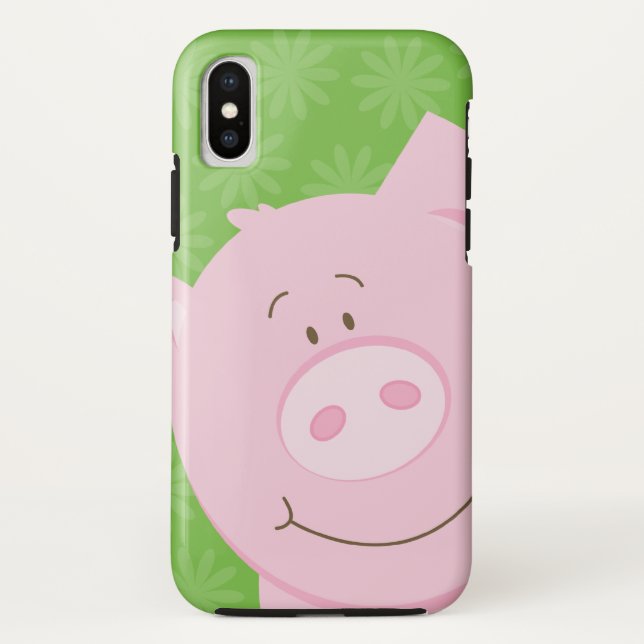 Pink Pig iPhone Handy Gehäuse Grüner Hintergrund Case-Mate iPhone Hülle (Rückseite)
