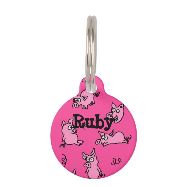 Pink Pig Pen ID Tag Haustiermarke (Vorderseite)