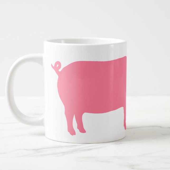 Pink Pig Silhouette | Fusionsfarm Jumbo-Tasse (Links)