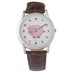 Pink Pig Wall Clock Armbanduhr