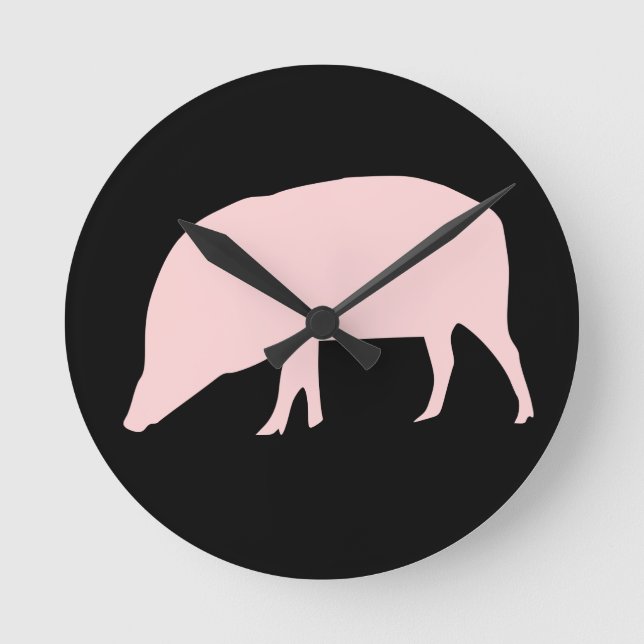 Pink Pig Wall Clock Runde Wanduhr (Vorderseite)
