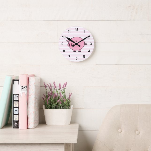 Pink Pig Wall Clock Runde Wanduhr (Lesesaal)