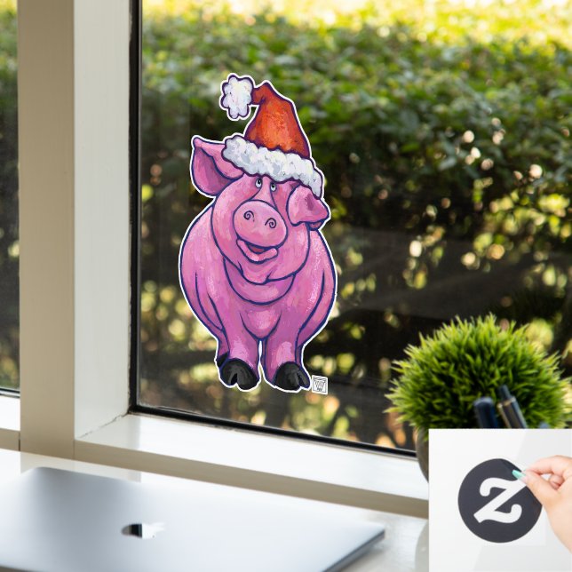 Pink Pig Weihnachtsfenster Klammern Fensteraufkleber (Büro)