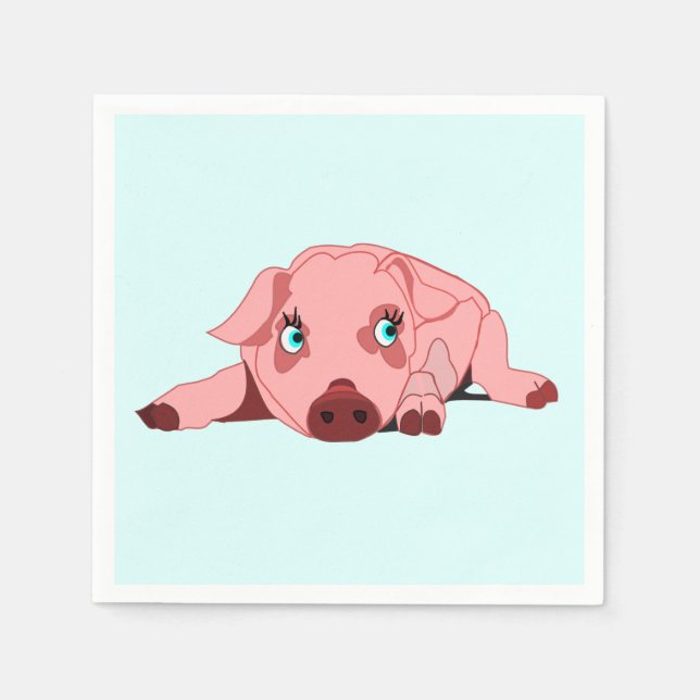 Pink Pig with Blue Eyes Napkins Your Colors Serviette (Vorderseite)