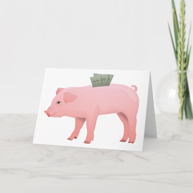 Pink Piggy Bank Grußkarten Karte (Von Creator hochgeladen)