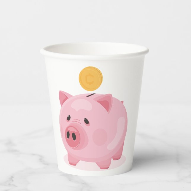 Pink Piggy Bank Pappbecher (Vorderseite)