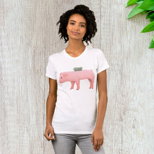 Pink Piggy Bank Womens T - Shirt