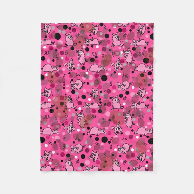 Pink Piggy Cartoon Fleecedecke (Vorderseite)