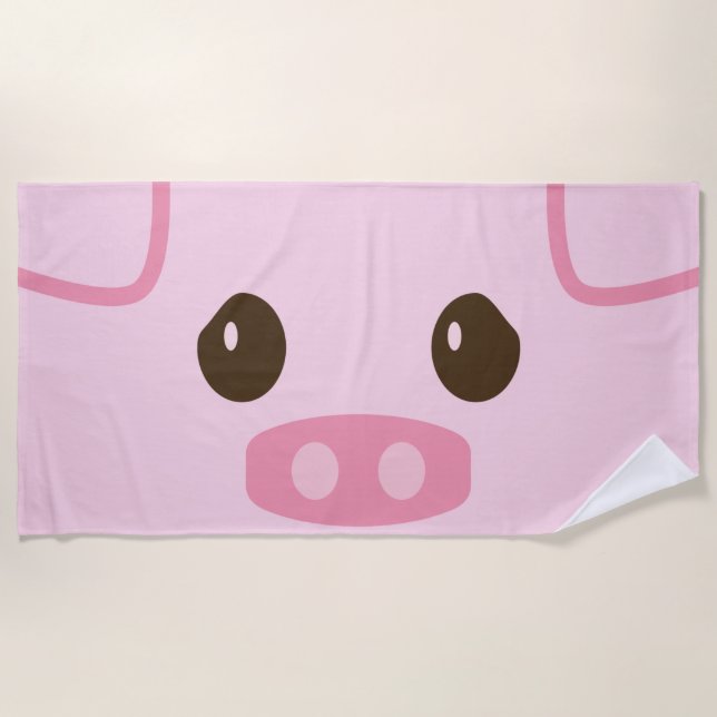Pink Piggy Face Beach Handtuch (Vorderseite)