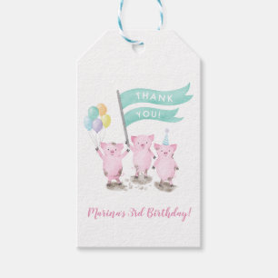 Pink PIggy's Kindergeburtstag Fvor Tags Geschenkanhänger