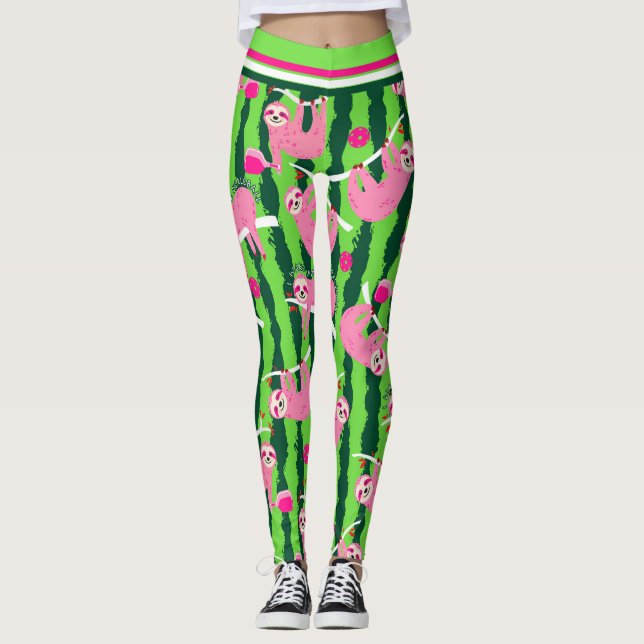 Pink-Pikleball-🦥 Leggings (Vorderseite)
