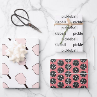 Pink-Pikleball-Umhüllungsblatt Set von 3 Geschenkpapier Set