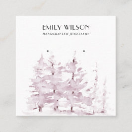 PINK PINE TREE WINTERWALD STUD EARRING DISPLAY QUADRATISCHE VISITENKARTE
