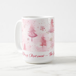 Pink Pine Trees Aquarell Weihnachten Kaffeetasse