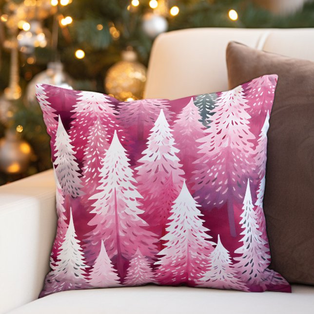 Pink Pine Weihnachtsbaumen Kissen (Pink and white Christmas tree pillow)