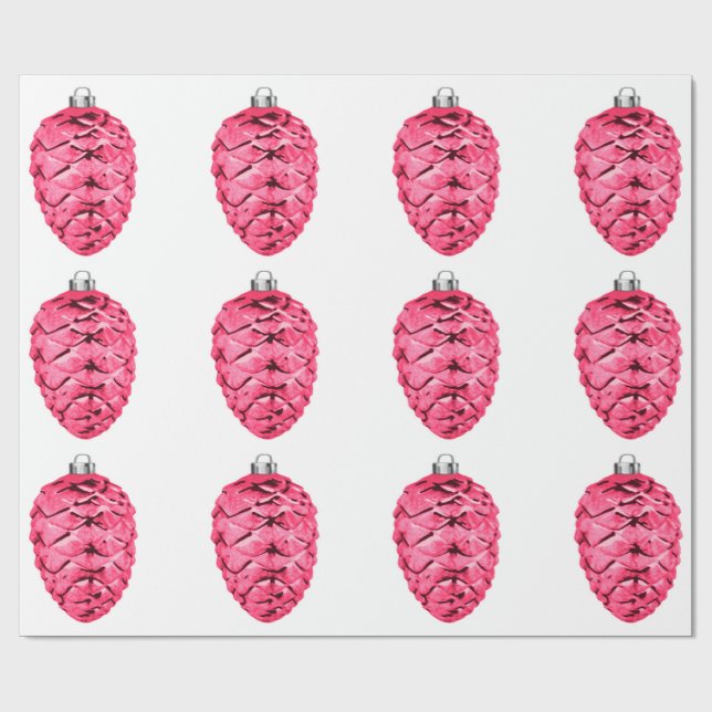 Pink Pinecones Wrapping Paper Geschenkpapier (Flach)