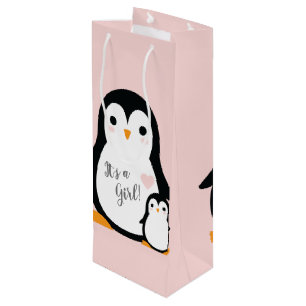 Pink Pinguin Baby Dusche Geschenktüte Für Weinflaschen