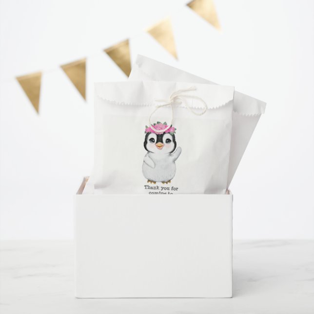 Pink Pinguin Beutel für Beutel, individualisierbar Geschenktütchen (Party)
