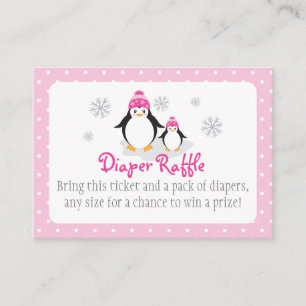 Pink Pinguin Diaper Raffel Ticket Begleitkarte