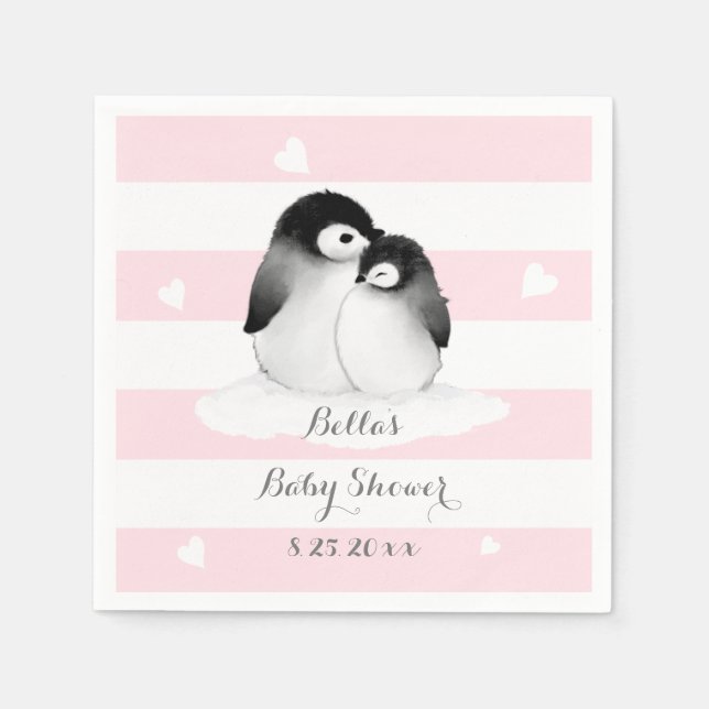 Pink Pinguin Paper Napkins Serviette (Vorderseite)