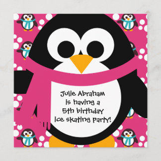 Pink-Pinguin-Party Einladung