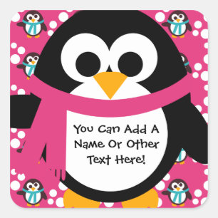 Pink Pinguin Party Stickers