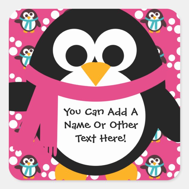 Pink Pinguin Party Stickers (Vorderseite)