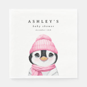 Pink Pinguin Winter Baby Dusche Serviette