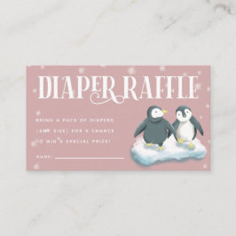 Pink Pinguins Baby Duschkabine Windeln Raffle Tick Begleitkarte