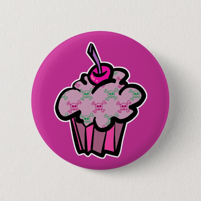 Pink-Pink-Schädelkreuz Button (Vorderseite)