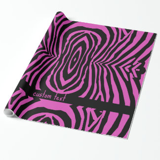 PINK-PINK-SCHWARZ-RETRO-TIERSTRIPY-PATTERDRUCK GESCHENKPAPIER
