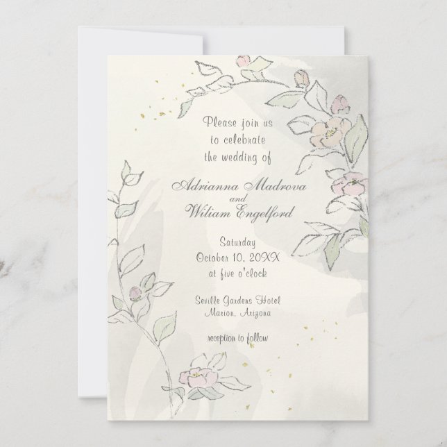 Pink pinkfarbene Blume Hochzeit Einladung (Vorderseite)