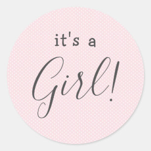 Pink pinkfarbener Polka-Punkt Es ist ein Girl-Gefa Runder Aufkleber