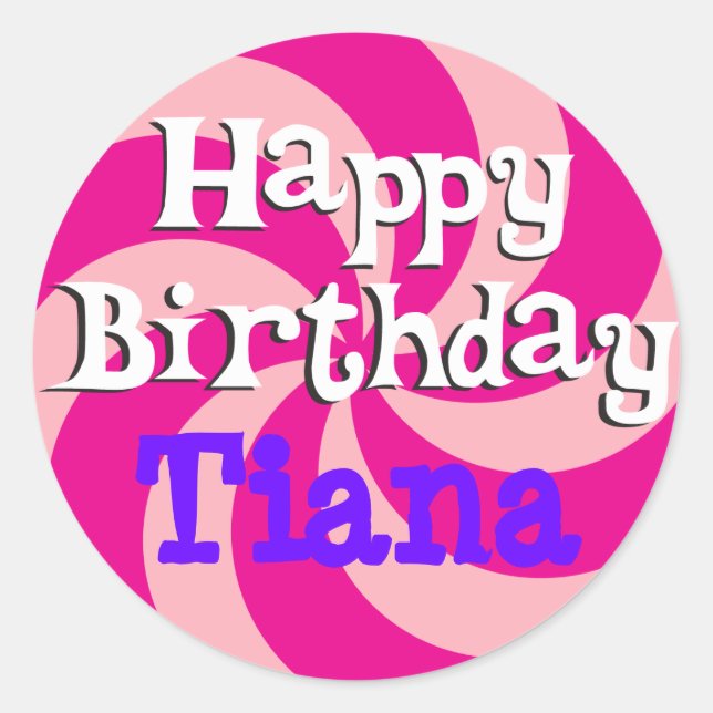 Pink Pinwheel Girly Birthday Abzeichen Runder Aufkleber (Vorderseite)